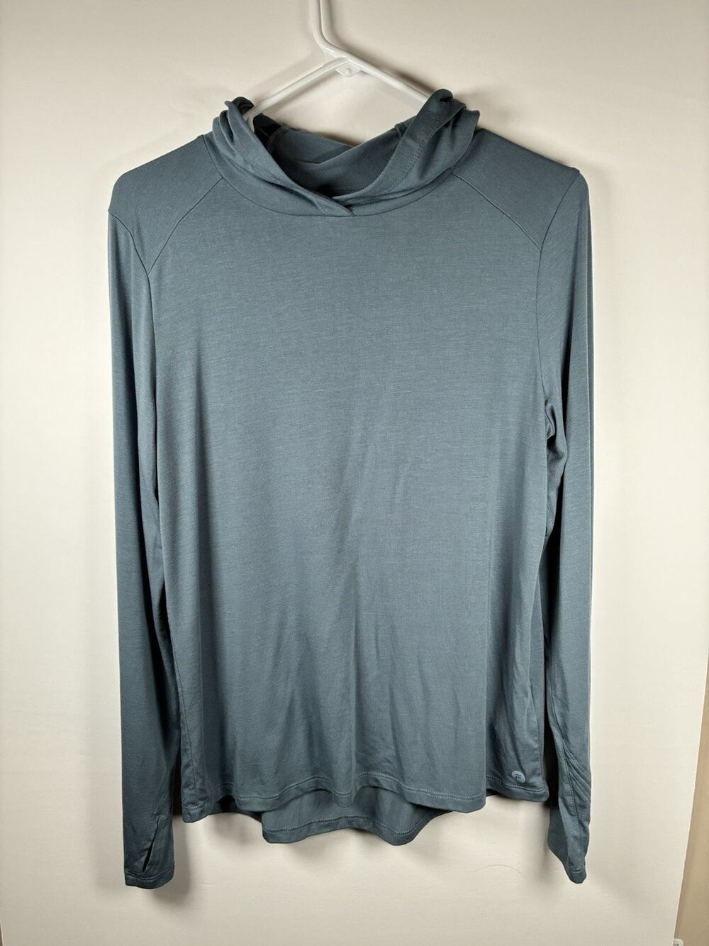 Free Fly Womens M Bamboo Shade Hoodie II Blue Sun Shirt UPF Lightweight Hood